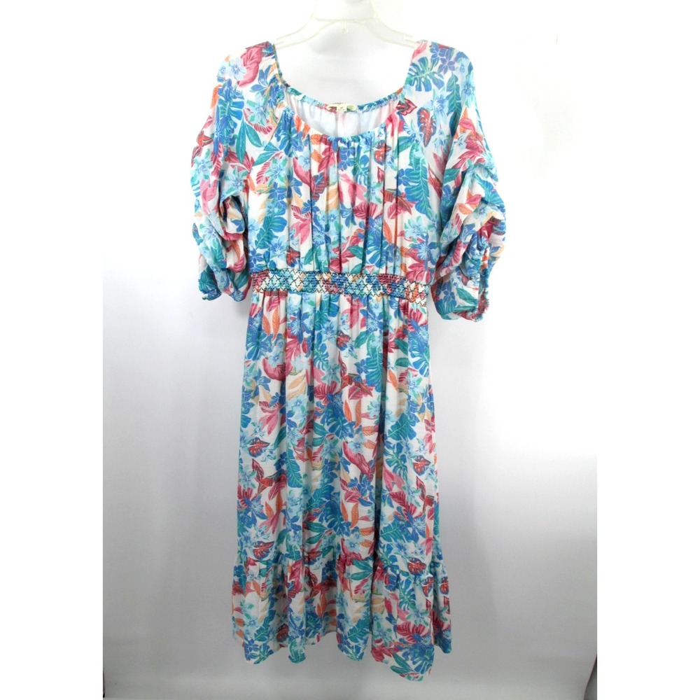 INDIGO ROSE Maxi Dress Women Medium Multicolor Floral Cottage Core Boho Flowy